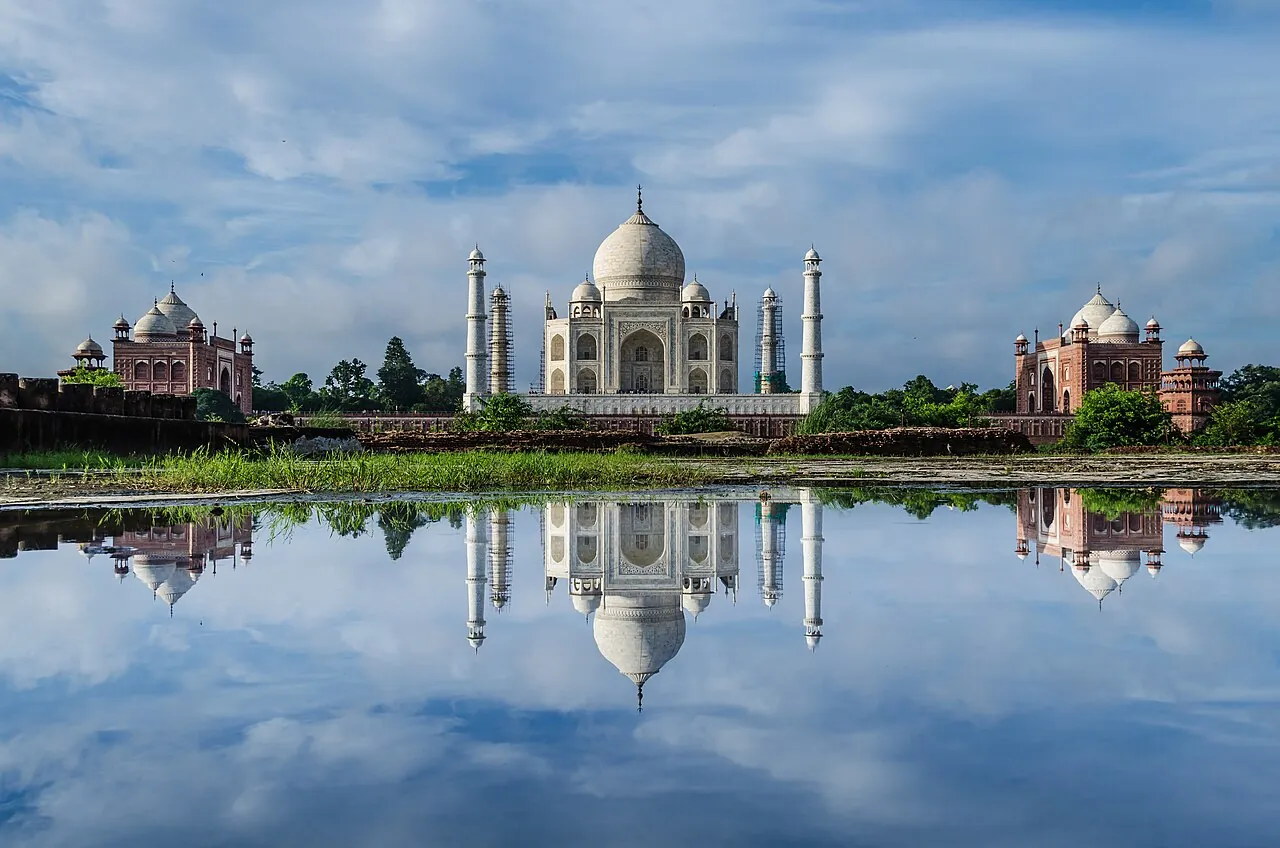 Taj Mahal reflected at sunrise